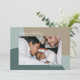 Modernes Abstrakt in Aquamarinem Foto Happy Feiertagskarte