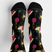 Modernes Abstrakt in Gelb, Aquamarin, Magenta Schw Socken (Oben)