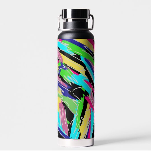 Modernes Abstrakt in Regenbogenfarben Trinkflasche (Rückseite)