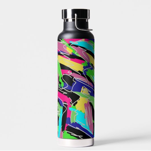 Modernes Abstrakt in Regenbogenfarben Trinkflasche (Links)