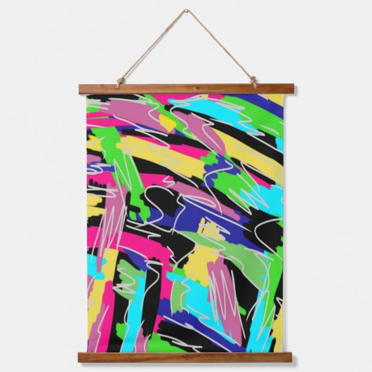 Modernes Abstrakt in Regenbogenfarben Wandteppich Mit Holzrahmen (Vorderseite)
