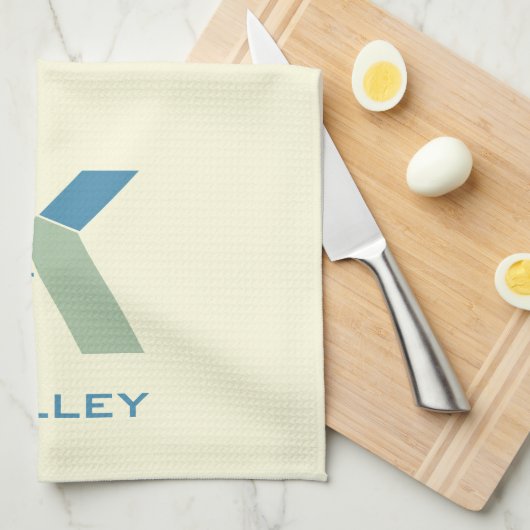 Modernes Abstrakt Letter-K-Monogramm Geschirrtuch (Viertel Falte)