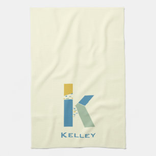 Modernes Abstrakt Letter-K-Monogramm Geschirrtuch