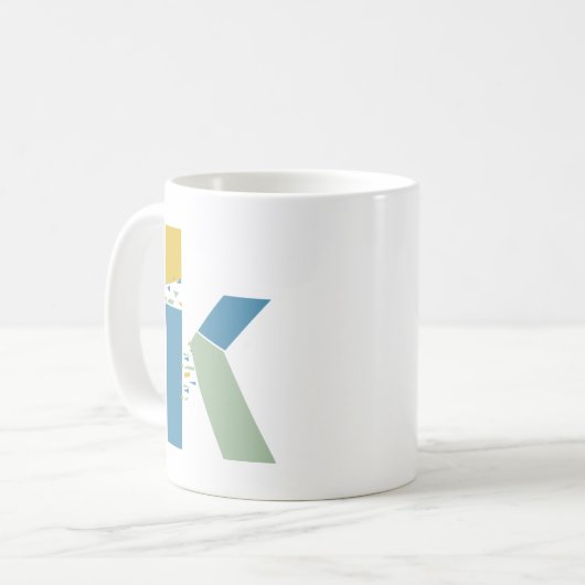 Modernes Abstrakt Letter-K-Monogramm Kaffeetasse (Vorderseite Links)