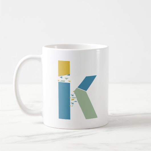 Modernes Abstrakt Letter-K-Monogramm Kaffeetasse (Links)