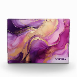 Modernes Abstrakt-Lila Rosa und Gold- Fotoblock