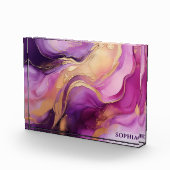 Modernes Abstrakt-Lila Rosa und Gold- Fotoblock (Rechts)