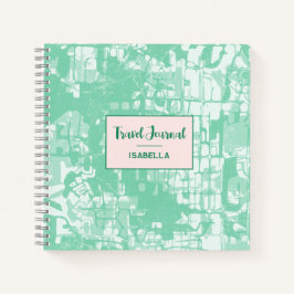 Modernes Abstrakt Map Green Pattern Travel Journal Notizblock