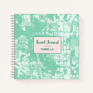 Modernes Abstrakt Map Green Pattern Travel Journal Notizblock