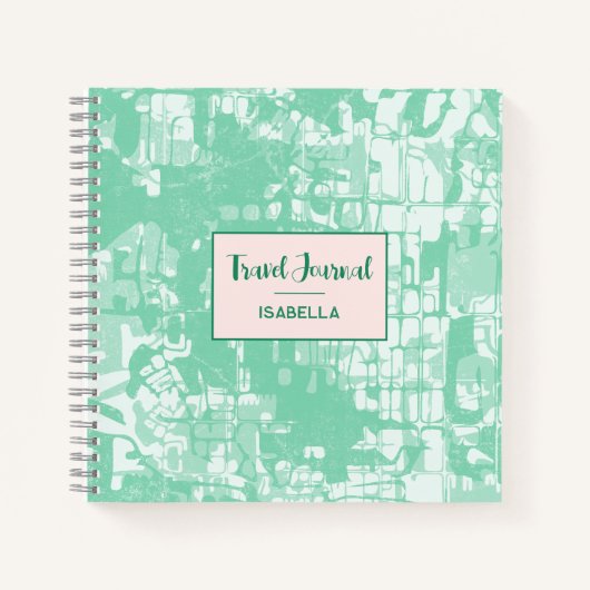 Modernes Abstrakt Map Green Pattern Travel Journal Notizblock (Vorderseite)