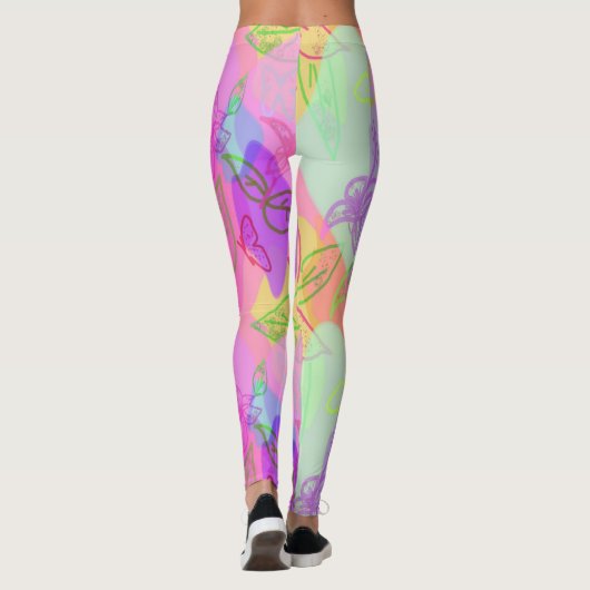 Modernes Abstrakt mit Blume Pattern Legging Leggings (Rückseite)