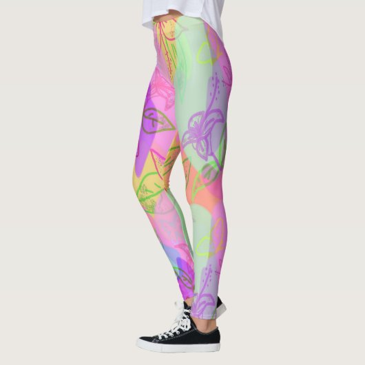 Modernes Abstrakt mit Blume Pattern Legging Leggings (Links)