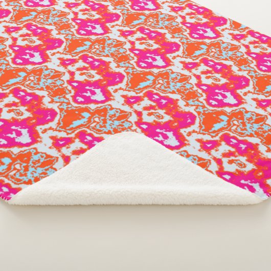 Modernes, Abstrakt orange rosa, blaues Muster-Dreh Sherpadecke (3/4)