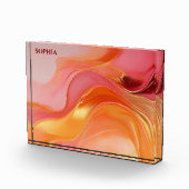 Modernes Abstrakt-orangefarbenes Rosa und Gold- Fotoblock (Rechts)