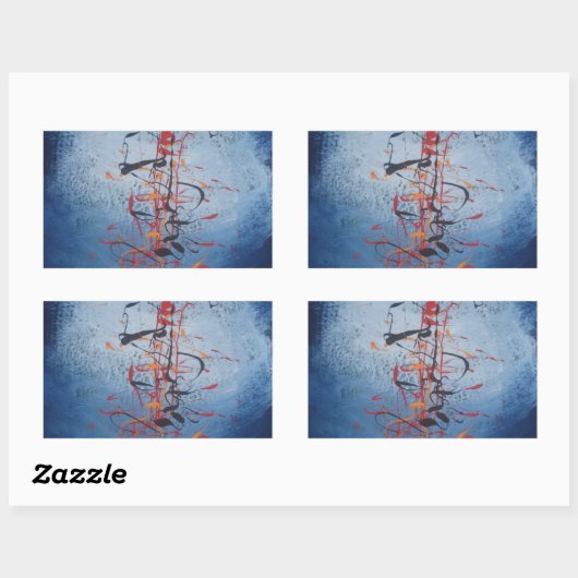 Modernes Abstrakt Rechteckiger Aufkleber (Blatt)