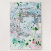 Modernes Abstrakt rosa blaues, weißes Template Puzzle (Vertikal)