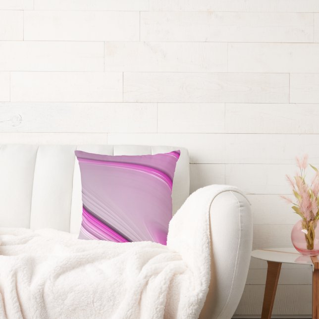 Modernes Abstrakt rosa Fraktal Kissen (Liege)