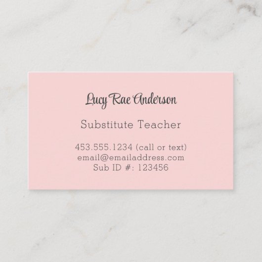 Modernes Abstrakt rosa Grau und Grün Visitenkarte (Rückseite)