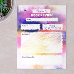 Modernes Abstrakt rosa Lila Buch Notizblock<br><div class="desc">Entfesseln Sie Ihren inneren Kritiker mit diesem lebendigen und anpassbaren Notizblock! Das Notizblock ist ein Fest für die Augen mit seinem Aquarell-Hintergrund, der die Farbtöne lila, blau, gelb und rosa schön kombiniert. Es ist darauf ausgelegt, Ihre Gedanken und Eindrücke über jedes Buch, das Sie lesen, zu erfassen. Das Notizblock enthält...</div>