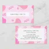 Modernes Abstrakt rosa Minimalistisch personalisie Visitenkarte (Vorne/Hinten)