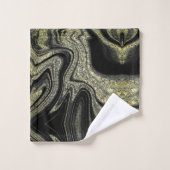 Modernes abstrakt-schwarz-gelbes Marmormuster Badhandtuch Set (Waschlappen)