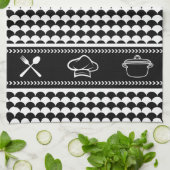 Modernes Abstrakt Schwarz/Weiß Geschirrtuch (Gefaltet)