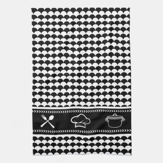 Modernes Abstrakt Schwarz/Weiß Geschirrtuch (Vertikal)