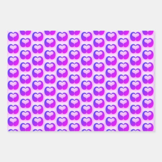 Modernes, Abstrakt umgebautes Herz Art Muster Geschenkpapier Set (Vorderseite 3)