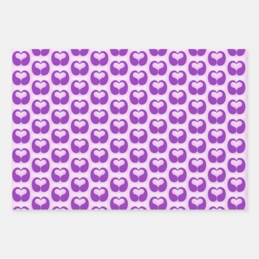 Modernes, Abstrakt umgebautes Herz Art Muster Geschenkpapier Set (Vorderseite)