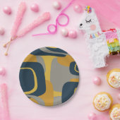 Modernes Abstraktes 2-Mustard Navy Grau Pappteller (Party)