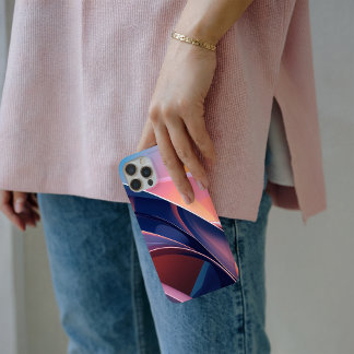 Modernes Abstraktes 3D-Metallic Blau, Pfirsich und iPhone 16 Pro Max Hülle