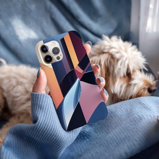 Modernes Abstraktes 3D Metallic Blue und Peach Case-Mate iPhone Hülle