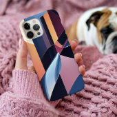 Modernes Abstraktes 3D Metallic Blue und Peach Case-Mate iPhone Hülle