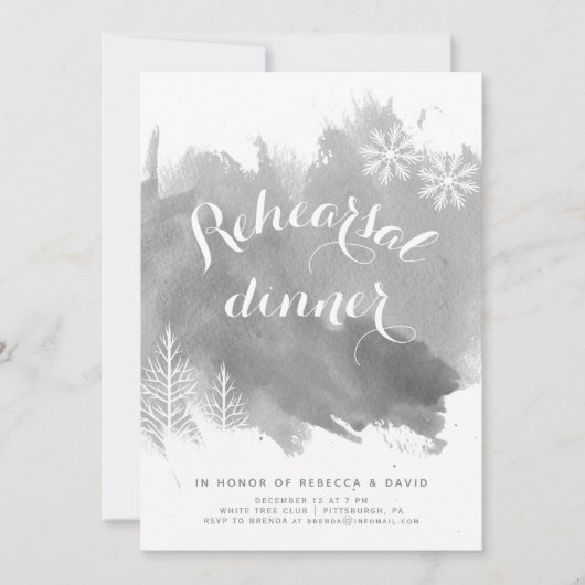 Modernes abstraktes Abendessen mit grauer Probe Einladung (Vorderseite)