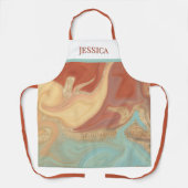 Modernes Abstraktes Alkoholgetränk Aqua & Gold Mon Schürze (Vorderseite)