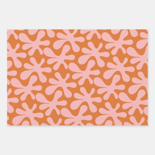 Modernes Abstraktes Amoeba-Muster Rosa Orange Geschenkpapier Set (Vorderseite 2)