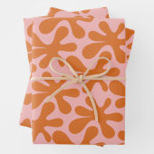 Modernes Abstraktes Amoeba-Muster Rosa Orange Geschenkpapier Set (Beispiel)