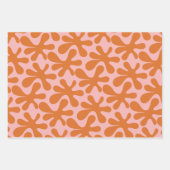 Modernes Abstraktes Amoeba-Muster Rosa Orange Geschenkpapier Set (Vorderseite)