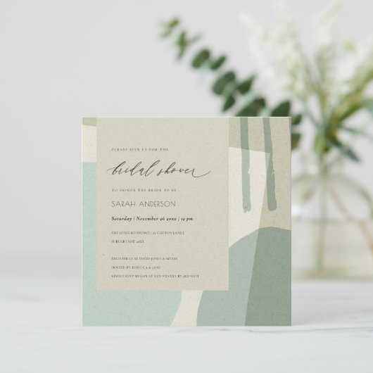 MODERNES ABSTRAKTES AQUA BLAU KÜNSTLERISCHES BRAUT EINLADUNG (Stehend Vorderseite)