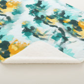 Modernes, Abstraktes, Aquamarin-gelb gestrichenes  Sherpadecke (3/4)