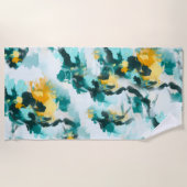 Modernes, Abstraktes, Aquamarin-gelb gestrichenes Strandtuch (Vorderseite)