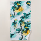 Modernes, Abstraktes, Aquamarin-gelb gestrichenes Strandtuch (Vorderseite)