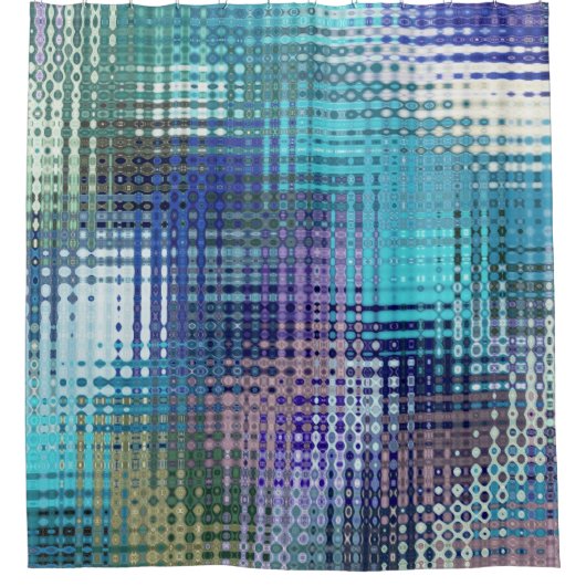 Modernes Abstraktes Aquamarines und Lila Muster Duschvorhang (Vorderseite)
