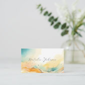 Modernes Abstraktes Aquarell Beach & Sand Script Visitenkarte (Stehend Vorderseite)