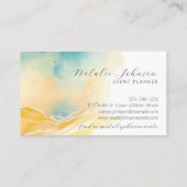 Modernes Abstraktes Aquarell Beach & Sand Script Visitenkarte (Rückseite)