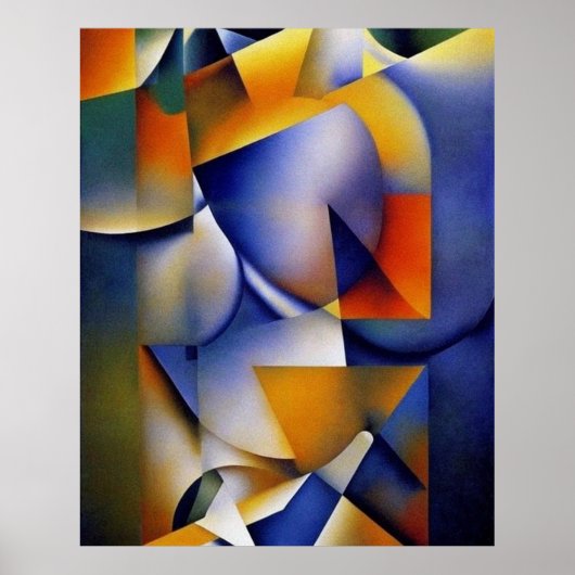 Modernes Abstraktes Aquarellblau Poster (Vorne)