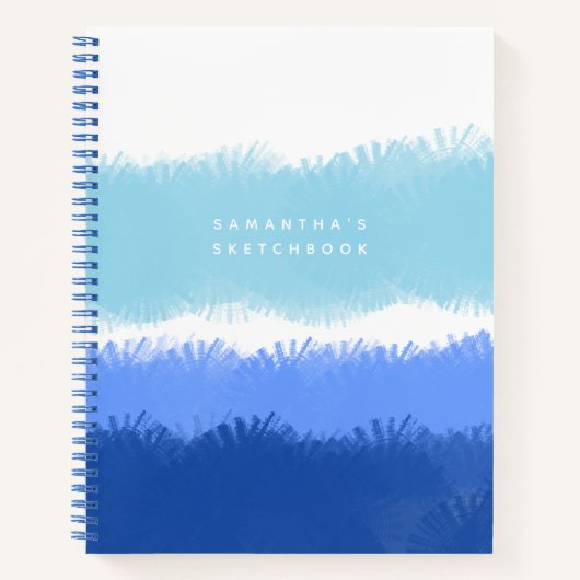 Modernes Abstraktes Aquarellbuch Blaue Töne Notizblock (Vorderseite)