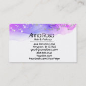 *~* Modernes Abstraktes Aquarelllavender Magenta Visitenkarte (Rückseite)