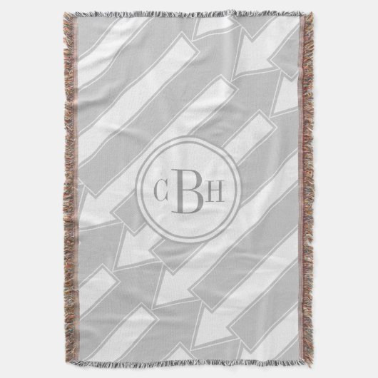 Modernes Abstraktes Arrow-Grau-Monogramm-Muster Decke (Vorderseite Vertikal)