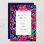 Modernes Abstraktes Art Blue Flat Save The Date (Vorne/Hinten)